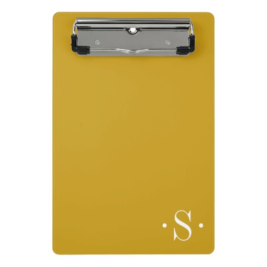Elegant mosterdmonogram mini klembord (Voorkant)