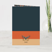 Elegant Moth Autumn Foliage Navy Blue Xmas Photo  Kaart (Achterkant)