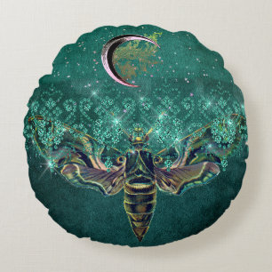 Elegant moth moon emerald night sparagelegant groe rond kussen