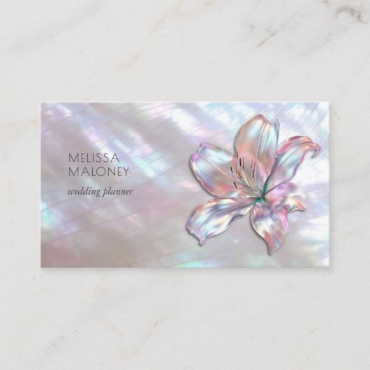 Elegant Mother-of-Pearl Lily Visitekaartje (Voorkant)