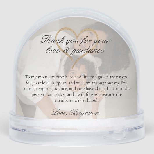 Elegant Mother of the Groom Photo Memory Keepsake Sneeuwbol (Achterkant)