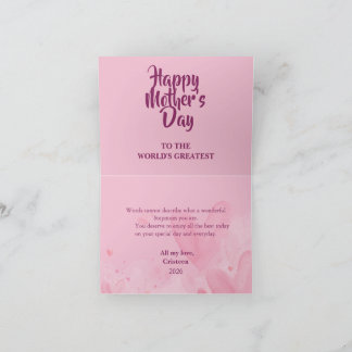 Elegant Mother’s Day Card – Sweet Love Message for Bedankkaart