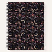 Elegant Moths Flowers and Moons Mystical Pattern Notitieboek (Voorkant)