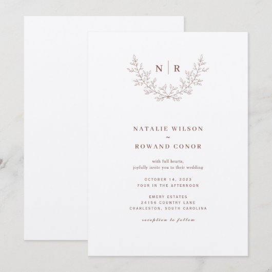 Elegant motief bruiloft-uitnodiging kaart (Voorkant / Achterkant)