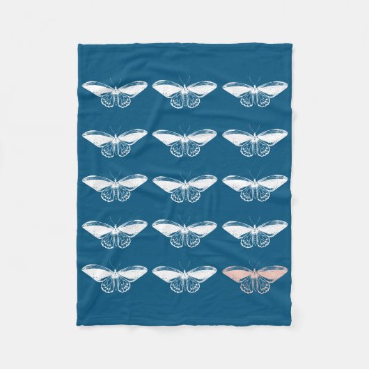 Elegant  mottenpatroon in blauw en wit fleece deken (Voorkant)