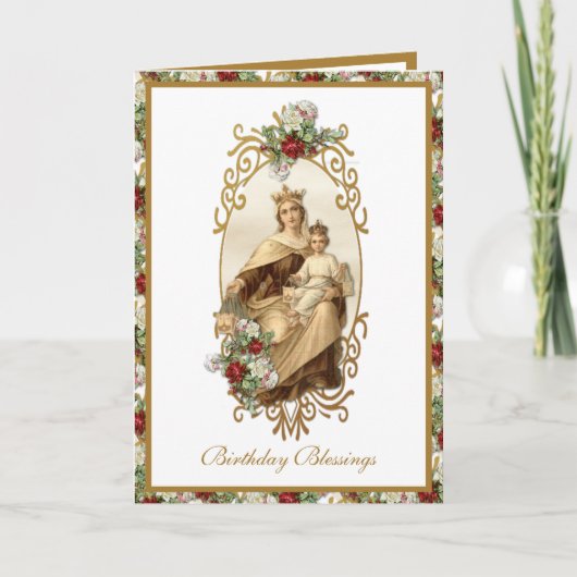Elegant Mount Carmel Jesus Gold Floral Kaart (Voorkant)