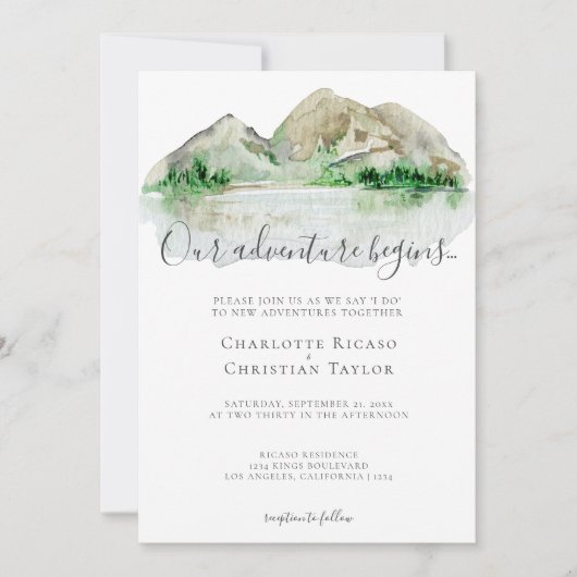 Elegant Mountain Adventure Wedding Kaart (Voorkant)
