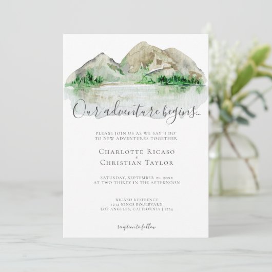 Elegant Mountain Adventure Wedding Kaart (Staand voorkant)