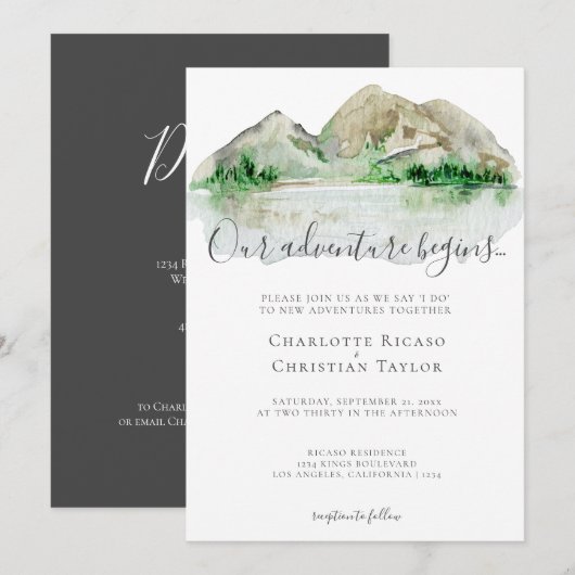 Elegant Mountain Adventure Wedding Kaart (Voorkant / Achterkant)