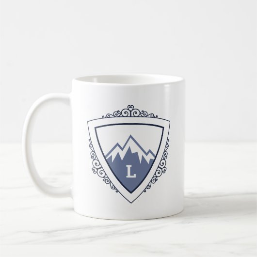 Elegant Mountain Crest Monogram Koffiemok (Links)