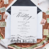 Elegant Mountain Forest Calligraphy Chic Wedding Kaart