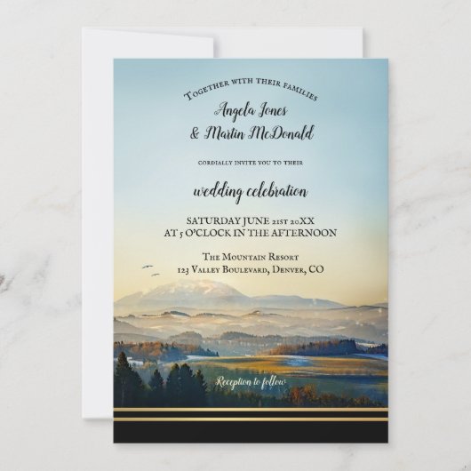 Elegant Mountain Landscape Art Bruiloft Kaart (Voorkant)