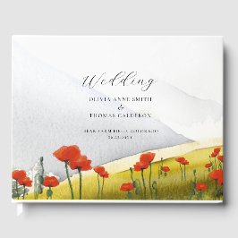 Elegant Mountain Poppy Field Rustic Floral Wedding Gastenboek