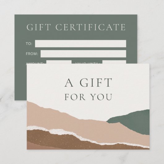 Elegant Mountain Torn Edge Certificate Gift Kaart (Voorkant / Achterkant)