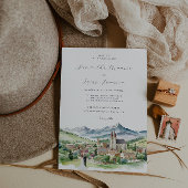 Elegant Mountain Village Town | Bruiloft Kaart