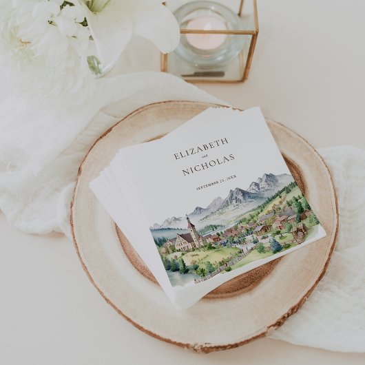 Elegant Mountain Village Town | Bruiloft Servet