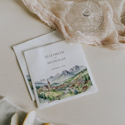 Elegant Mountain Village Town | Bruiloft Servet