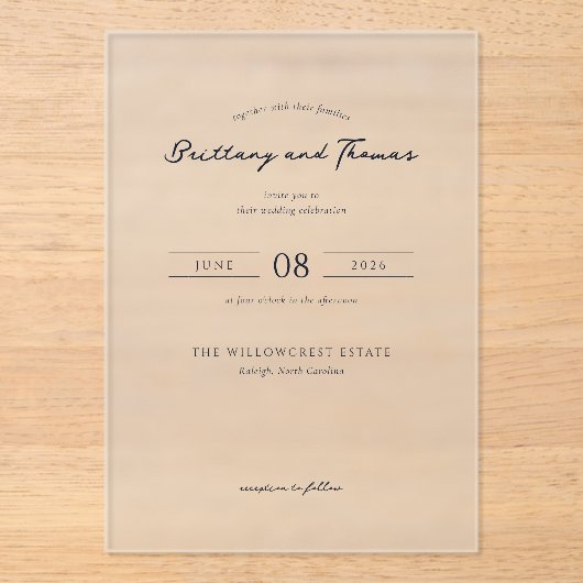 Elegant Mountain Wedding Invitation Acryl Uitnodigingen (Voorkant)