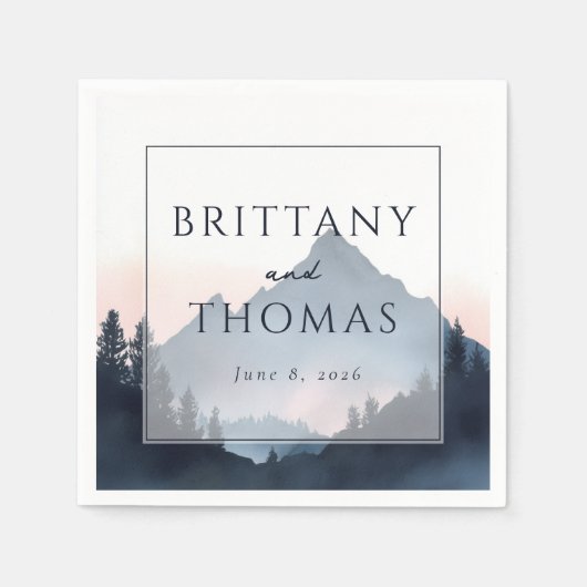 Elegant Mountain Wedding Invitation Servet (Voorkant)