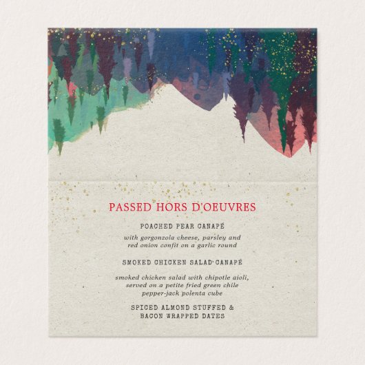 Elegant Mountain Wedding Menu Visitekaartje (Buitenkant ongevouwen)
