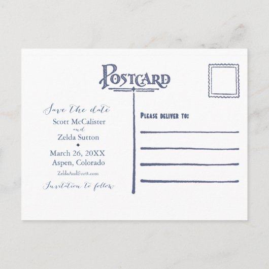 Elegant Mountain Wedding Save the Date Kaart (Achterkant)