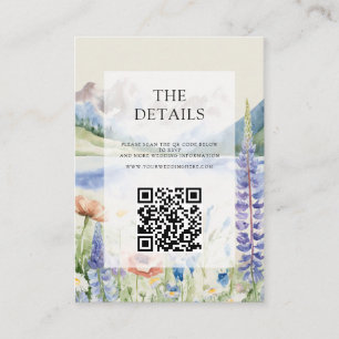 Elegant Mountain Wildflower Landscape Bruiloft Informatiekaartje