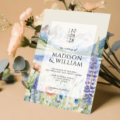 Elegant Mountain Wildflower Landscape Bruiloft Kaart