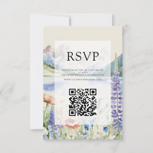 Elegant Mountain Wildflower Landscape Bruiloft RSVP Kaartje (Voorkant)
