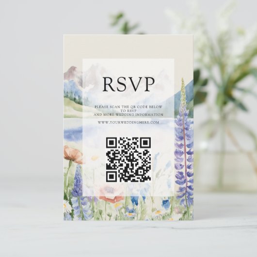 Elegant Mountain Wildflower Landscape Bruiloft RSVP Kaartje (Staand voorkant)
