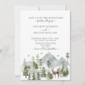 Elegant Mountain Woodland Forest Animals Weddensch Kaart (Voorkant)