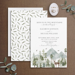 Elegant Mountain Woodland Forest Animals Weddensch Kaart