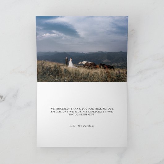 Elegant Mountains Calligrafie Foto Dank je wel Kaart (Binnen)