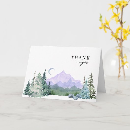 Elegant Mountains Calligrafie Foto Dank je wel Kaart (Gele Bloem)