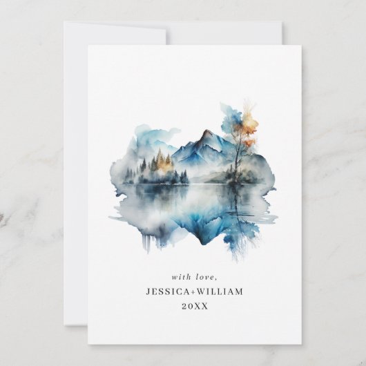 Elegant Mountains Forest Engagement Party Kaart (Achterkant)