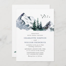 Elegant Mountains Forest Landscape Wedding Kaart