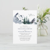 Elegant Mountains Forest Landscape Wedding Kaart (Staand voorkant)