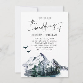 Elegant Mountains Forest Landscape Wedding Kaart
