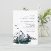 Elegant Mountains Forest Landscape Wedding Kaart (Staand voorkant)