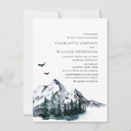 Elegant Mountains Forest Landscape Wedding Kaart