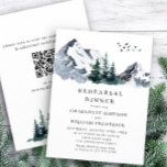 Elegant Mountains Forest Rehearsal Dinner QR code Kaart<br><div class="desc">Elegant Waterverf Mountains Rehearsal Dinner Invitation.</div>