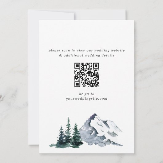 Elegant Mountains Forest Wedding QR code Kaart (Achterkant)