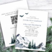 Elegant Mountains Forest Wedding QR code Kaart