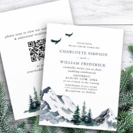 Elegant Mountains Forest Wedding QR code Kaart