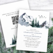 Elegant Mountains Forest Wedding QR code Kaart