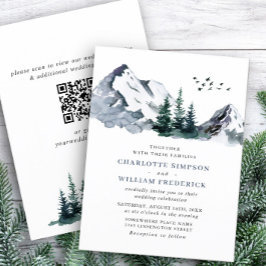 Elegant Mountains Forest Wedding QR code Kaart