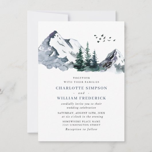 Elegant Mountains Forest Wedding QR code Kaart (Voorkant)
