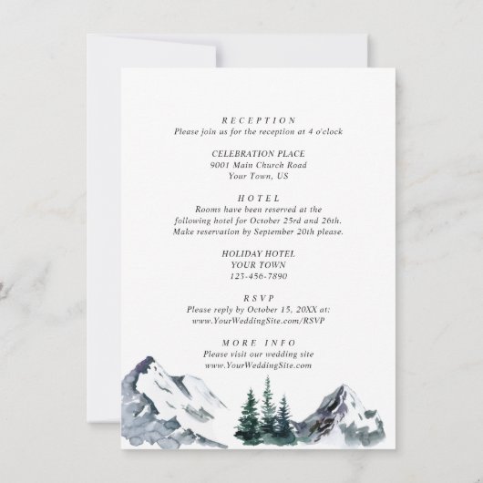 Elegant Mountains Forest Weduwall in one Kaart (Achterkant)