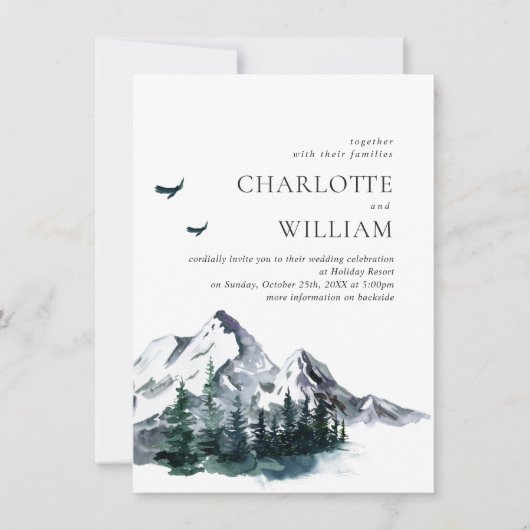 Elegant Mountains Forest Weduwall in one Kaart (Voorkant)