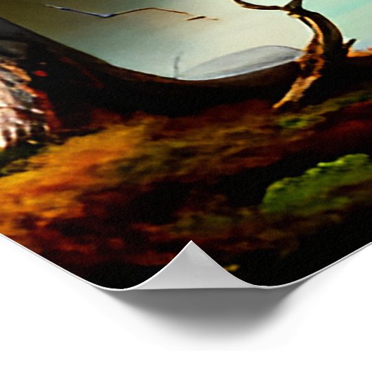 Elegant Mountains Lake Impressionist AI schilderij Poster (Hoek)