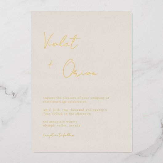 Elegant Mountains Weddenschap Gold Folie Uitnodiging (Voorkant)